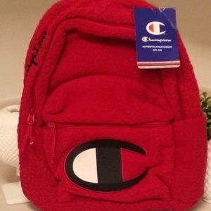 Champion red mini Sherpa backpack